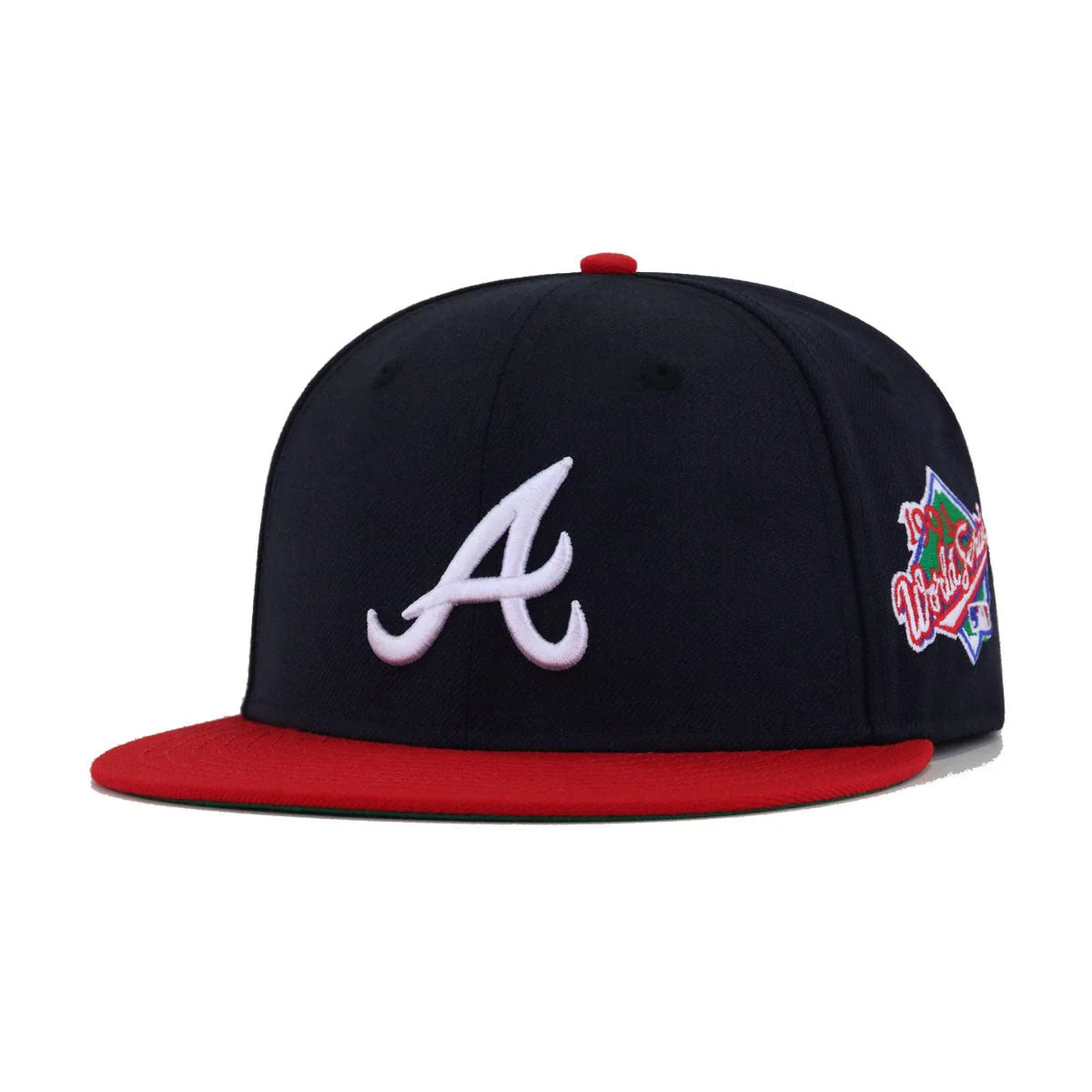 Atlanta Braves Navy Scarlet 1991 World Series Cooperstown Green Bottom New Era 59Fifty Fitted