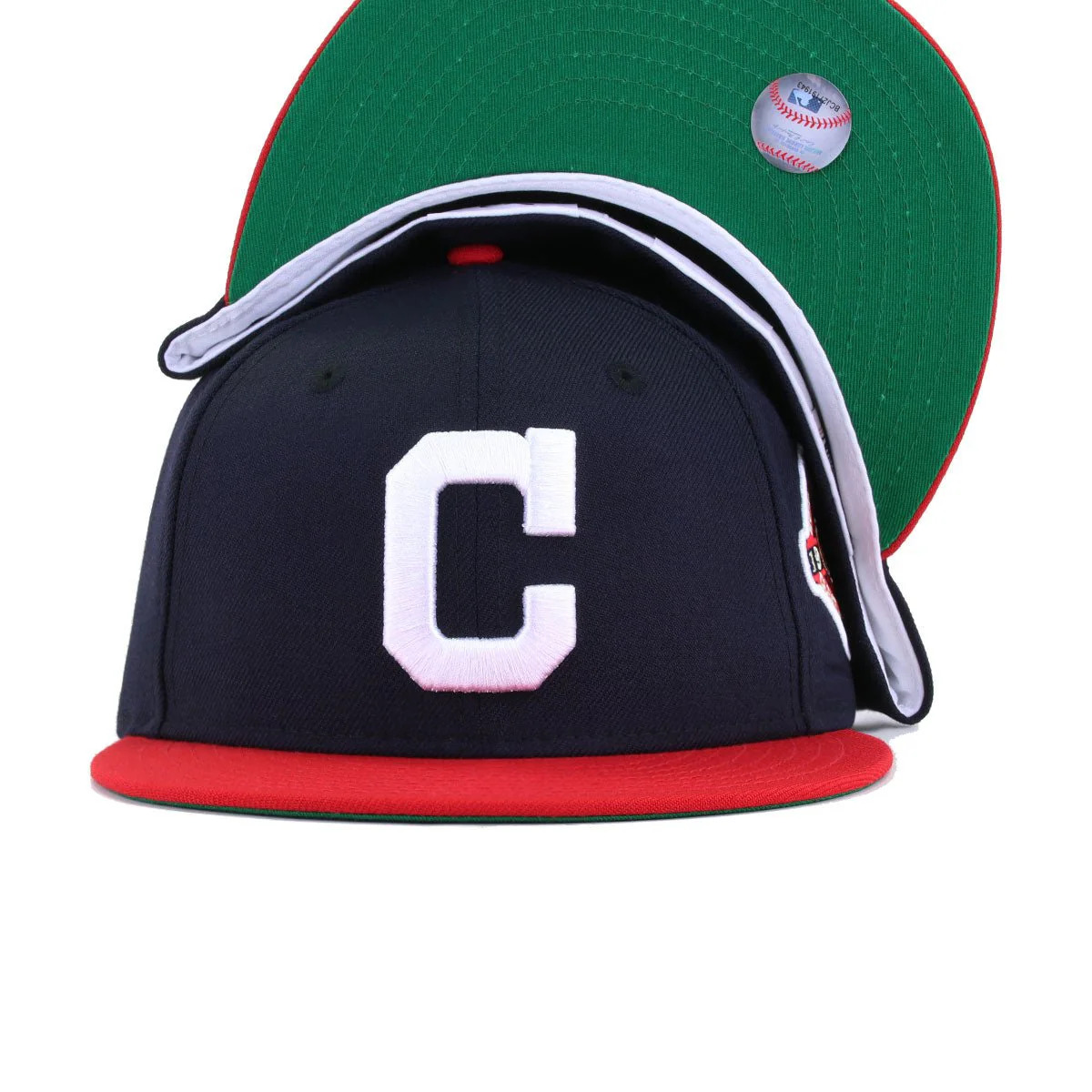 Cleveland Indians Navy Scarlet 1920 World Series Cooperstown Green Bottom New Era 59Fifty Fitted - Image 5
