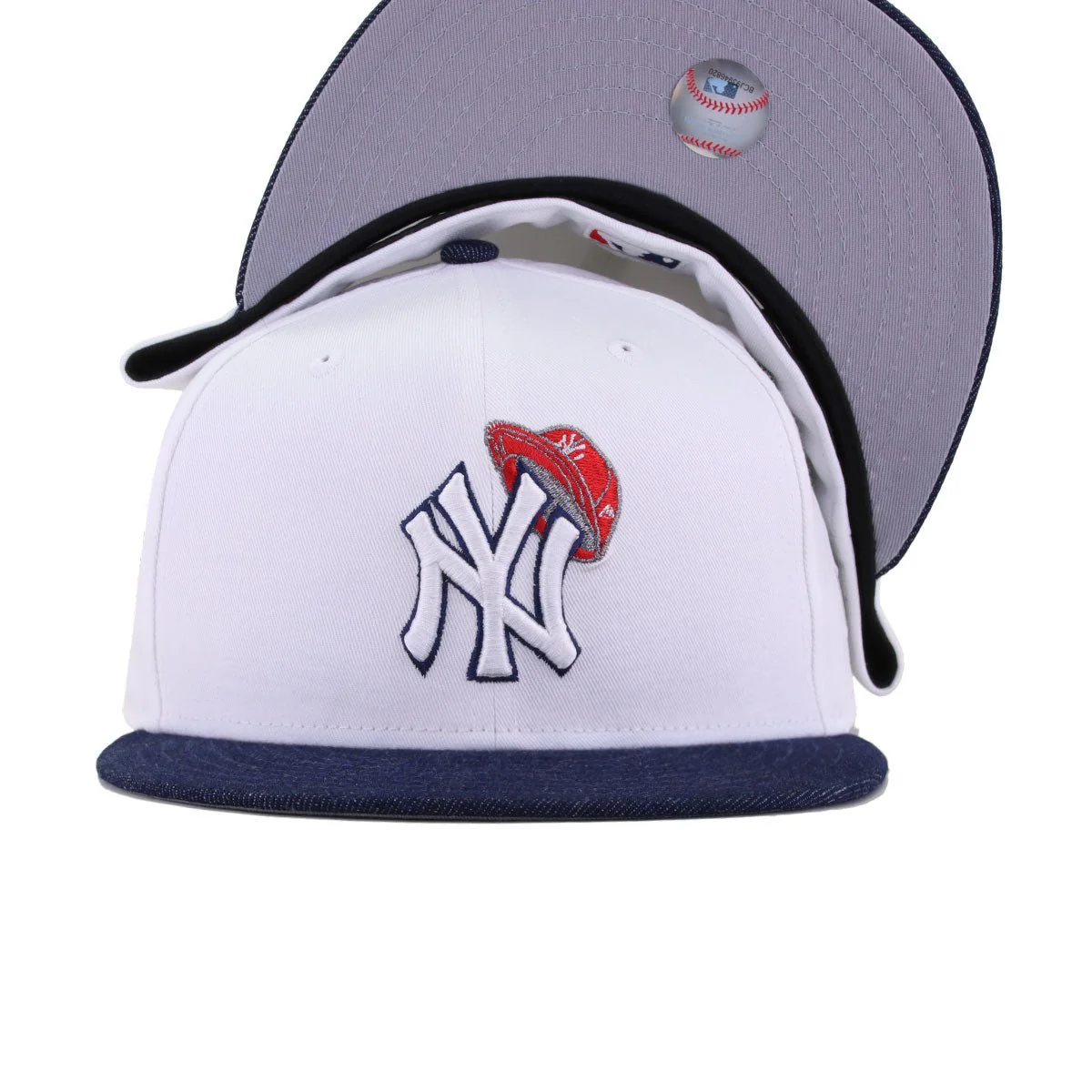 New York Yankees White Light Navy Denim New Era 59Fifty Fitted - Image 4