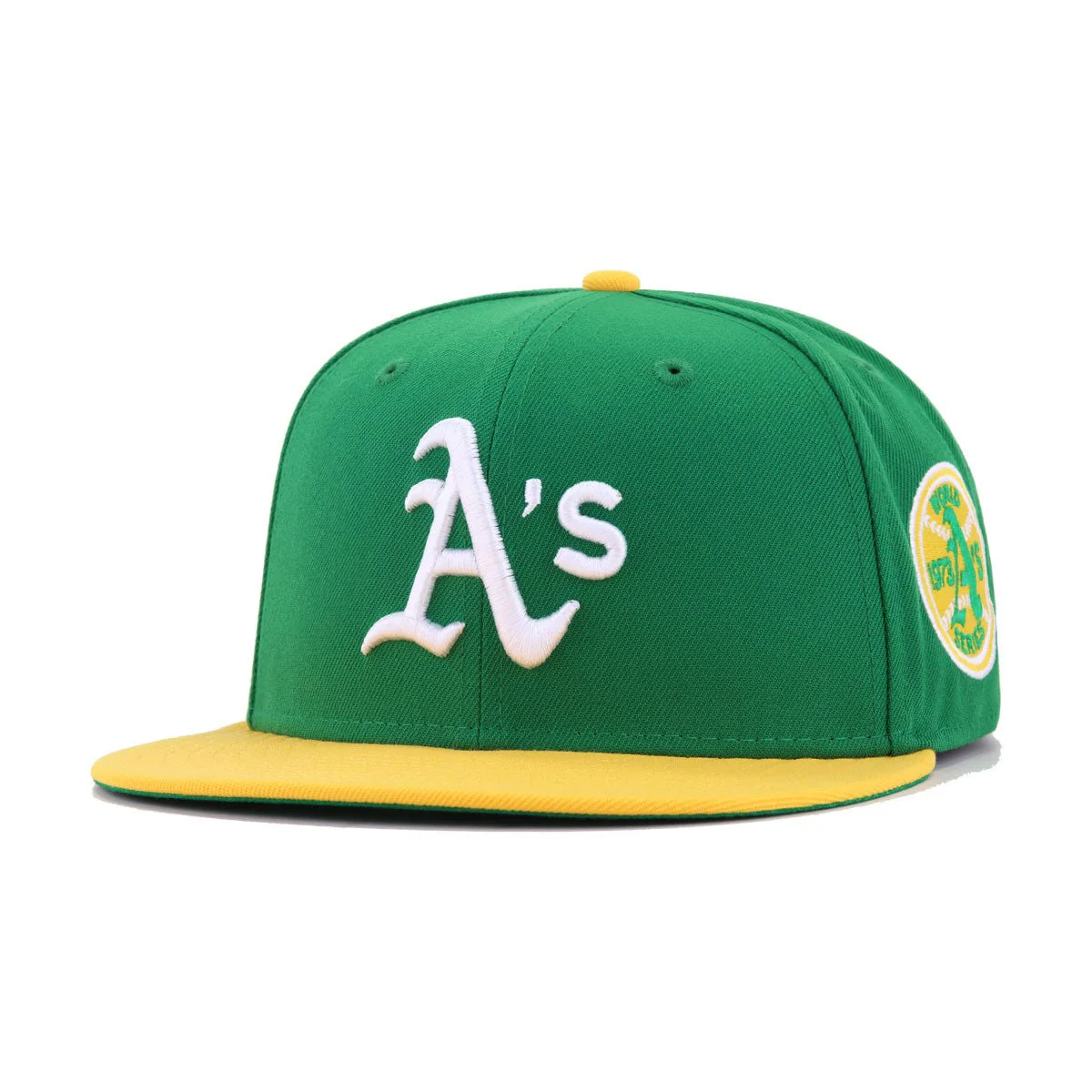 Oakland Athletics Kelly Green A Gold 1973 World Series Cooperstown Green Bottom New Era 59Fifty Fitted