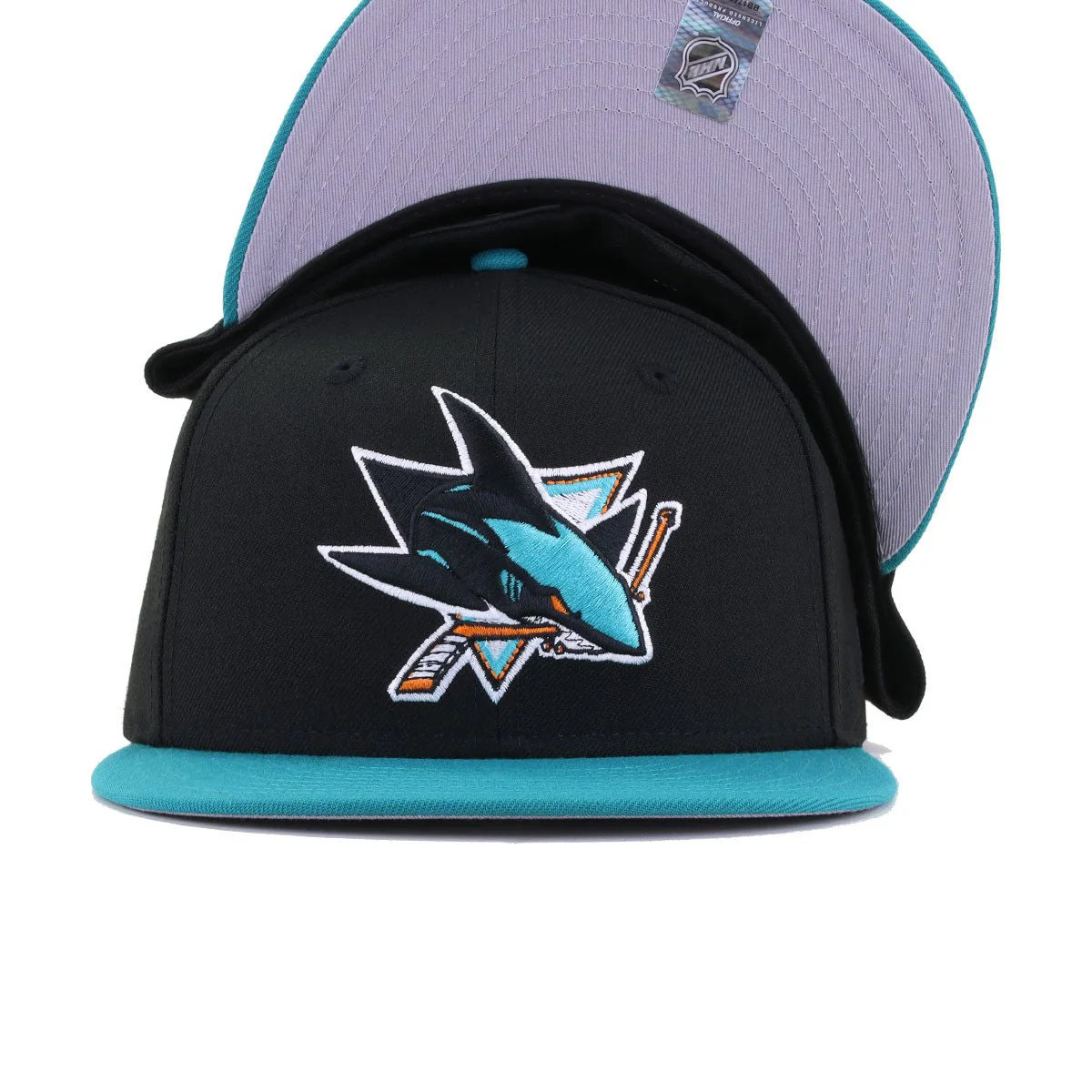 San Jose Sharks Black Aqua New Era 59Fifty Fitted - Image 4