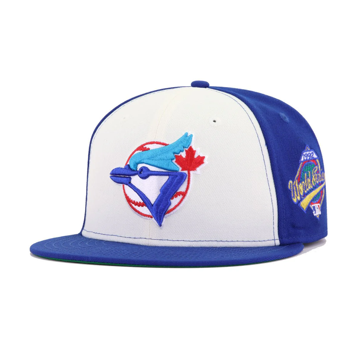 Toronto Blue Jays Chrome Light Royal Blue 1992 World Series Cooperstown Green Bottom New Era 59Fifty Fitted